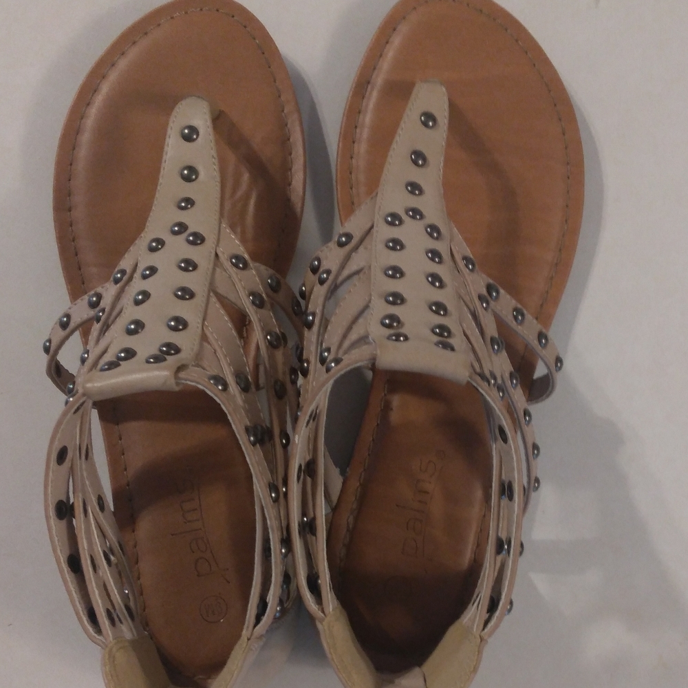 Tan zip up sandals size 9